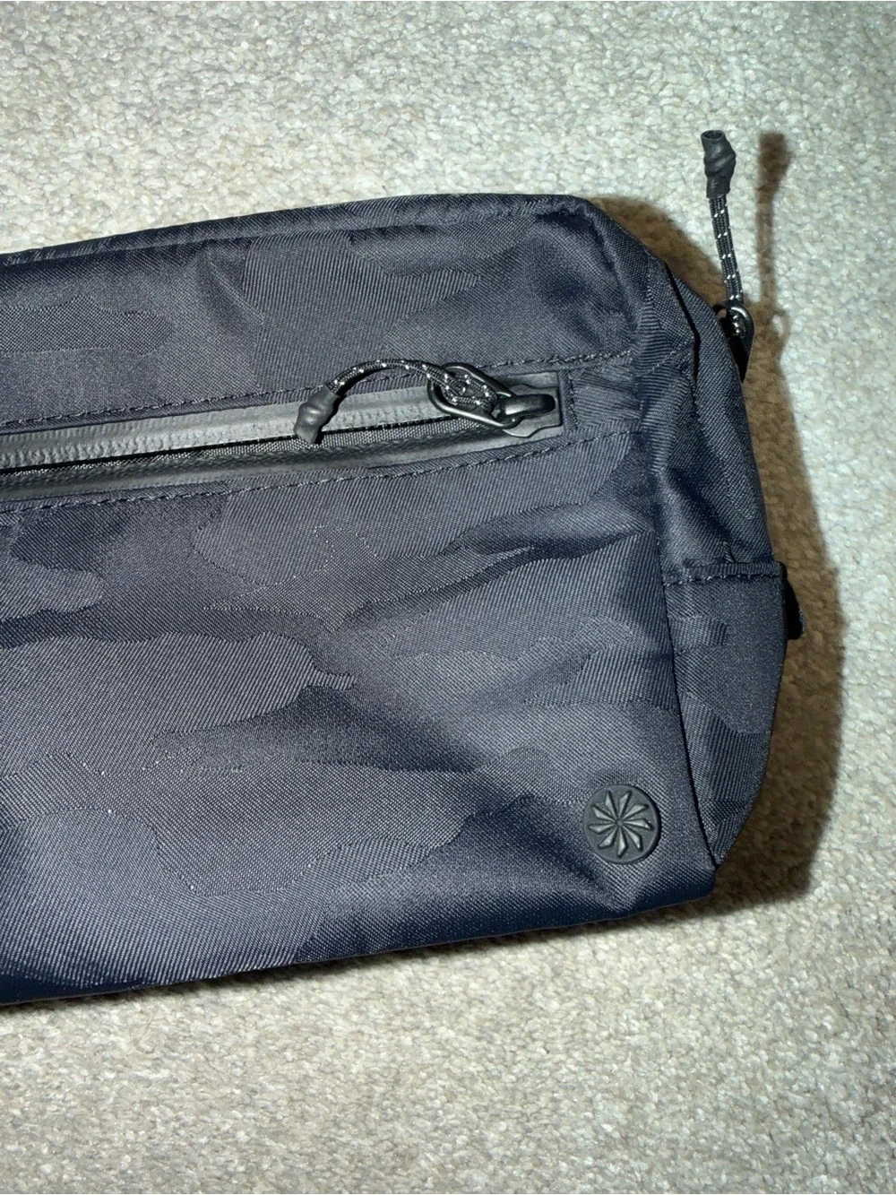 Athleta small toiletry black camo bag
